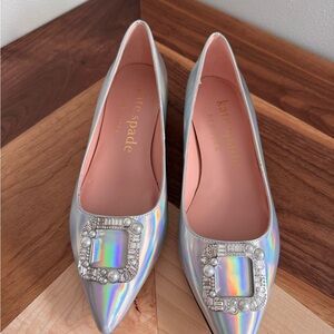 Kate Spade Iridescent Silver Flats